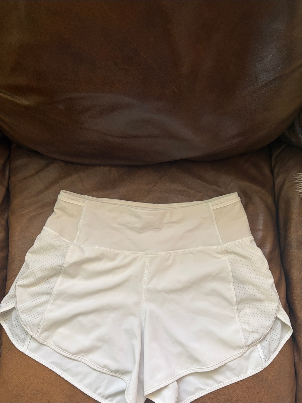 lululemon athletica White Athletic High-Rise Shorts with Mesh Panels